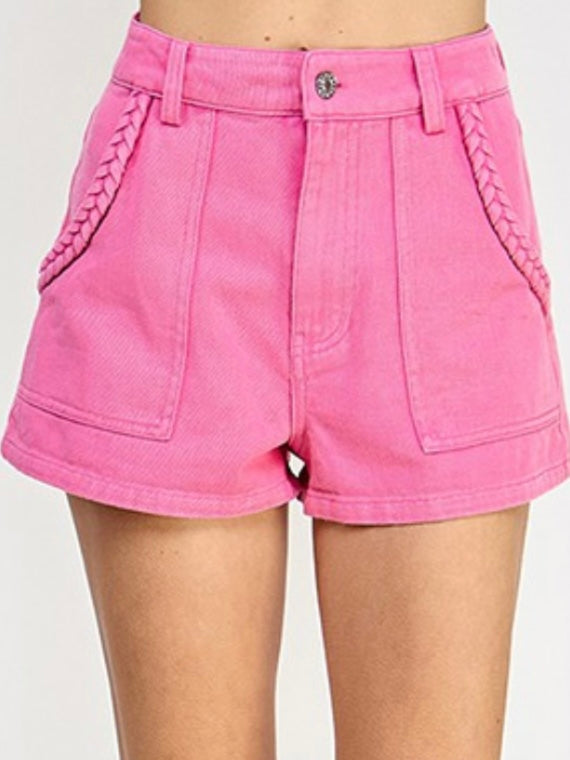 Pink Braided Denim Short