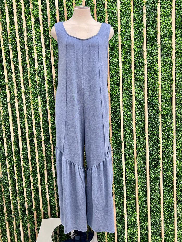 Denim Blue Tiered Jumpsuit