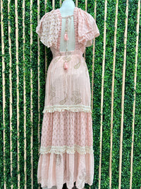 Beautiful V Neck Ruffled Maxi Dress