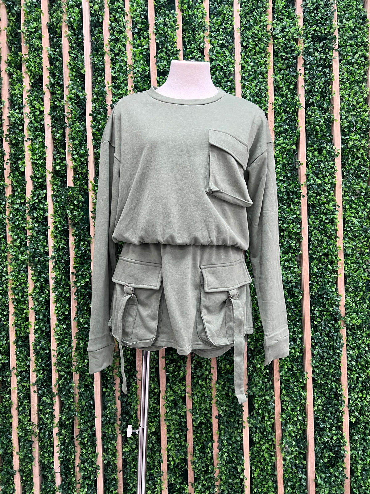 Olive Pocket Detail Skort Set