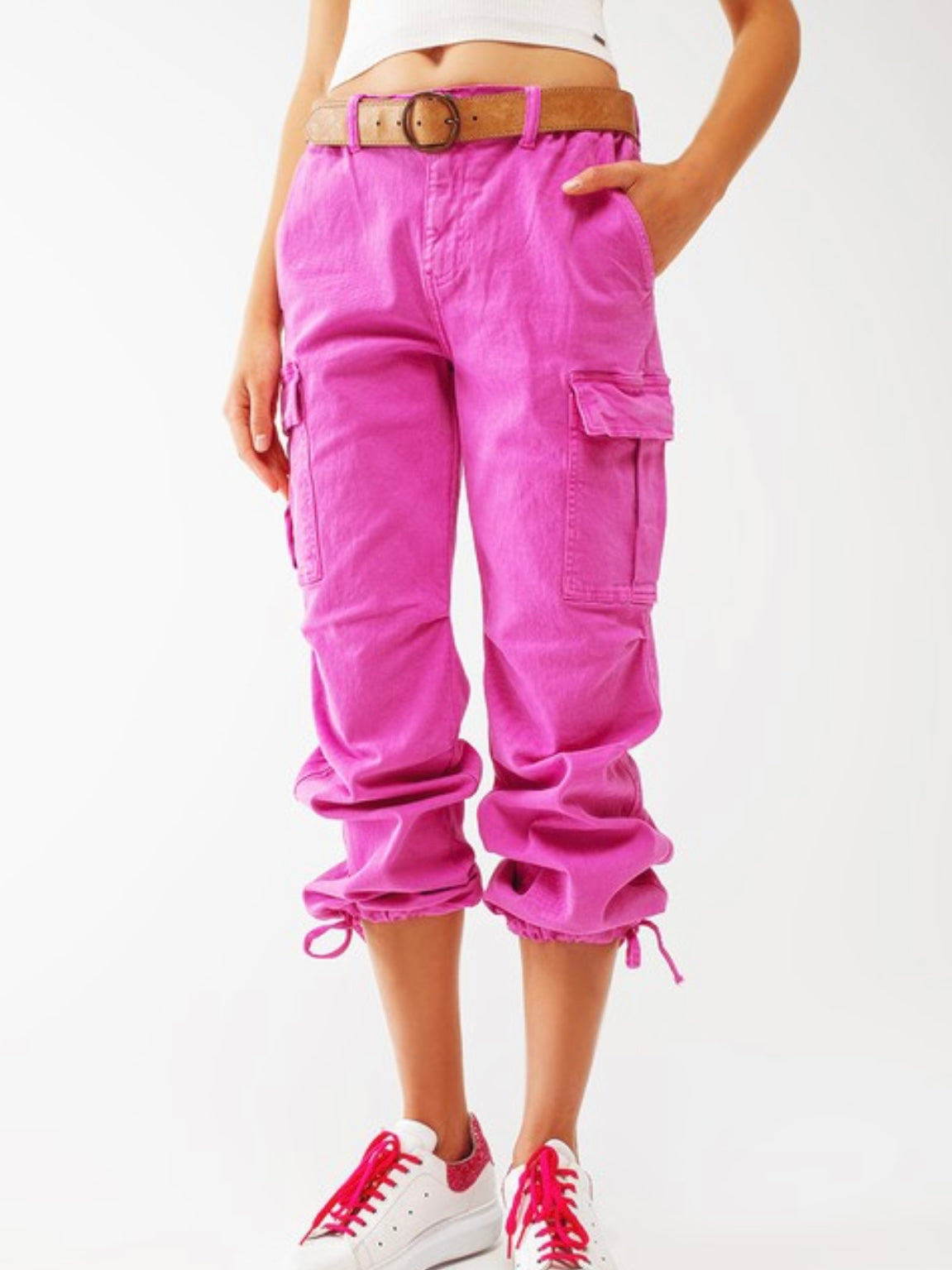 Bright Denim Cargo Joggers