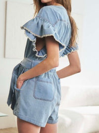 Angel Sleeve Denim Romper