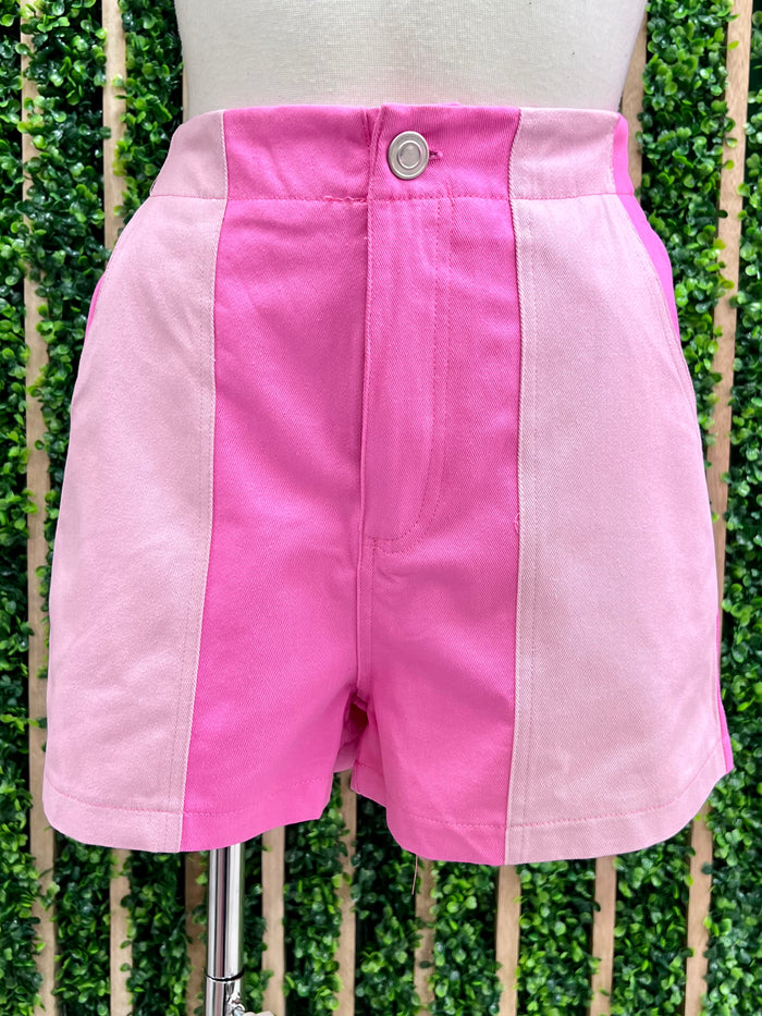Pink Block Denim Short