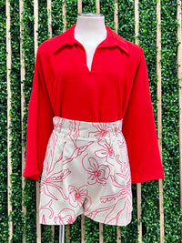 Red Asymmetric Blouse