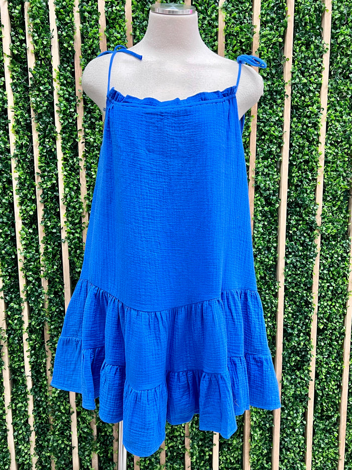 Blue Gauze Loose Fit Dress