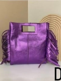 Metallic Leather Fringe Crossbody