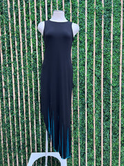 Eva Varro Exquisite Teal REversible Fringe Dress