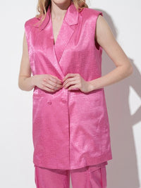 Pink Textured Vest Set