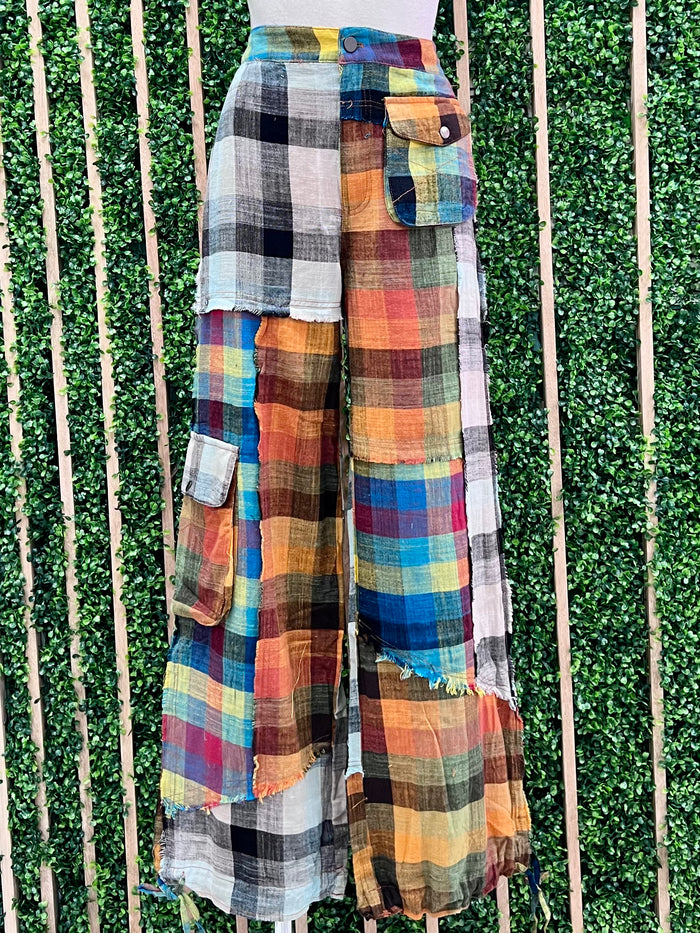 Bright Plaid Wide Leg Pant