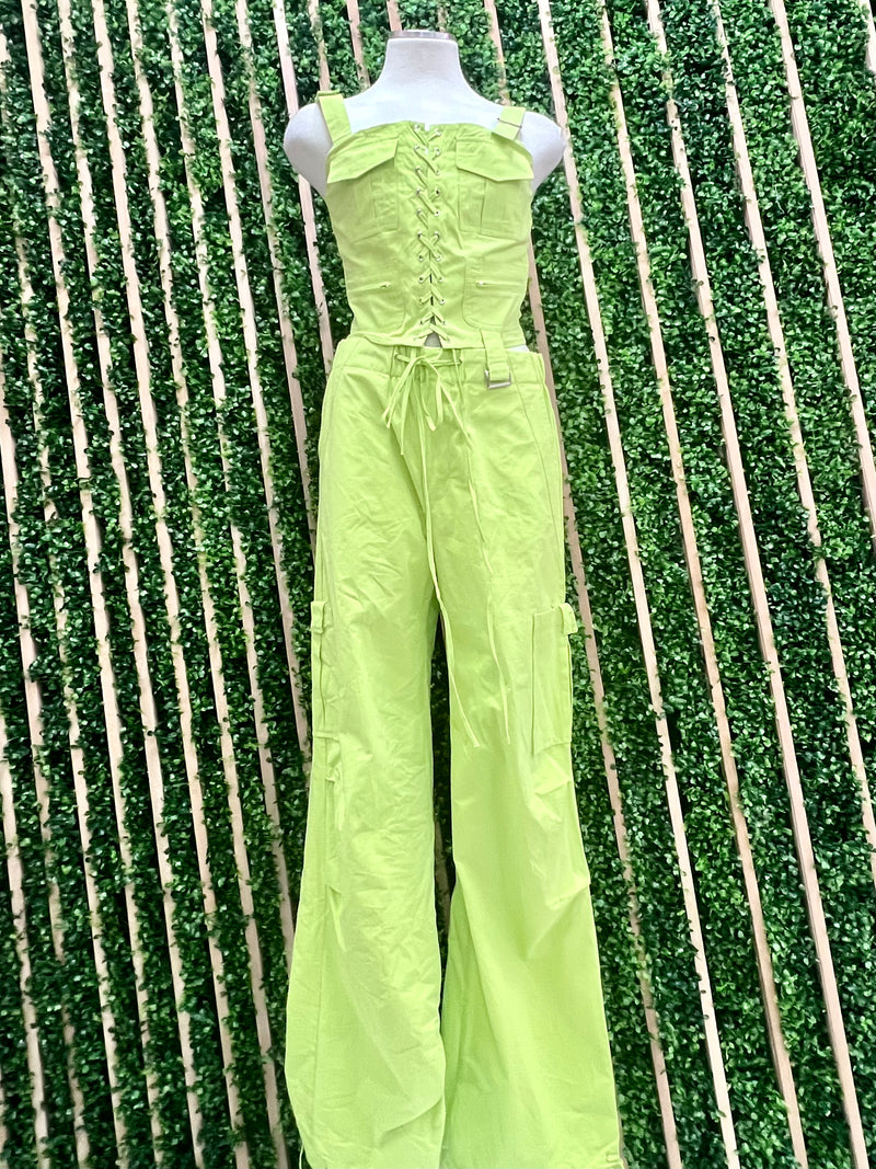 Lime Cargo Pant Set