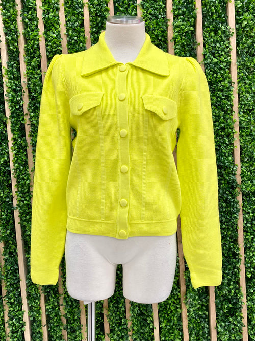 Neon Green Sweater Blazer Jacket