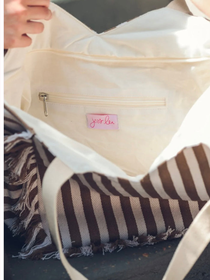 Natural Striped Tote Bag