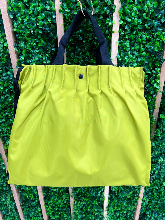 Lime Pleated Tote Bag