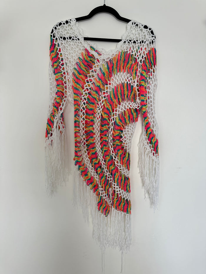 Multi Sleeve Fringe Coverup