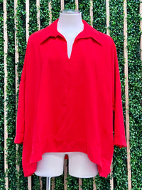 Red Asymmetric Blouse