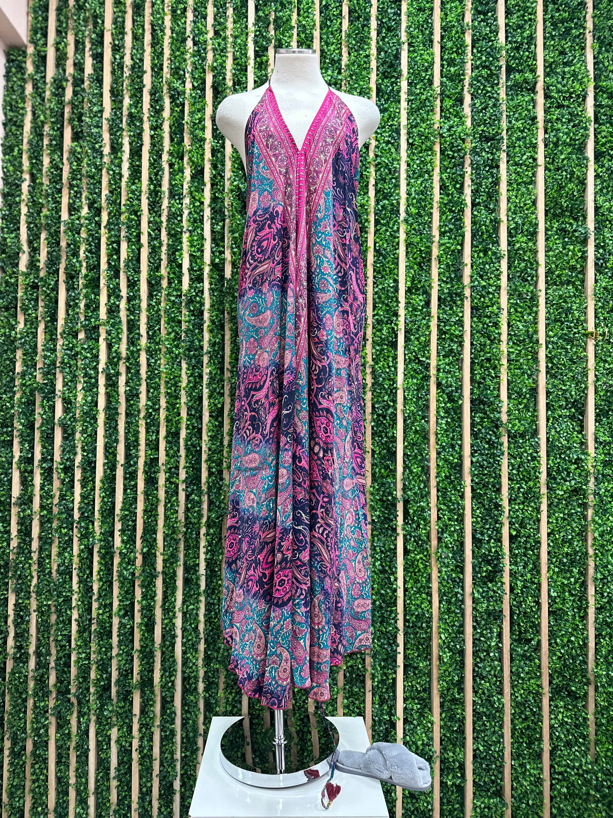 Halter V Neck Wrap Tie Boho Maxi