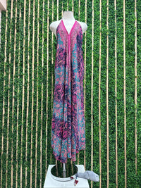 Halter V Neck Wrap Tie Boho Maxi