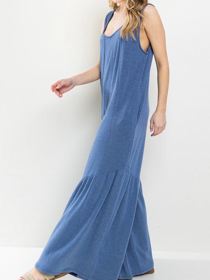 Denim Blue Tiered Jumpsuit