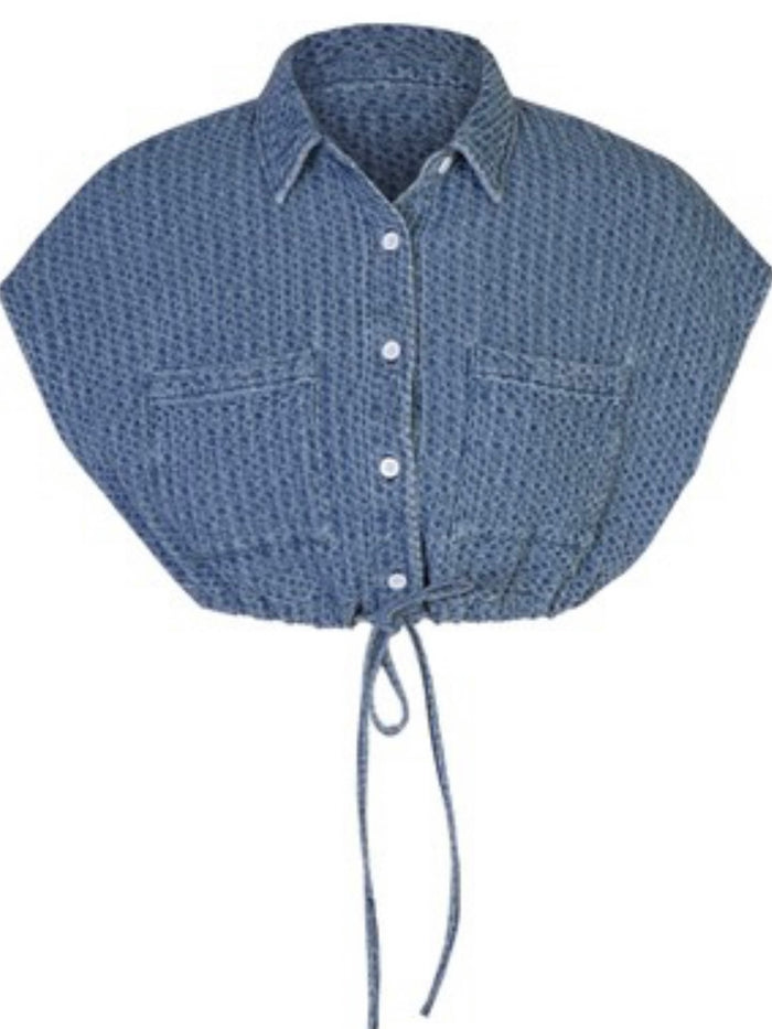 Textured Denim Crop Top