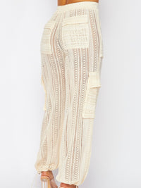 Cream Lace Cargo Resort Joggers
