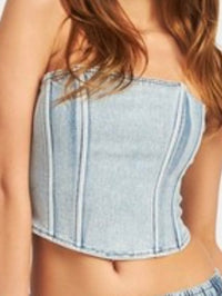 Light Denim Strapless Bustier