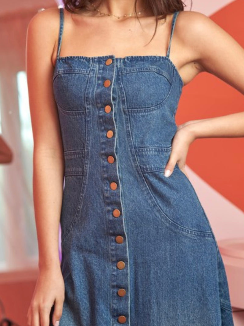 Exquisite Fitted Button Down Denim Maxi