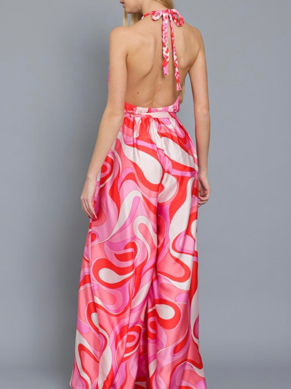 Coral Pink Swirl Jumpsuit