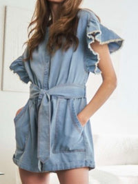 Angel Sleeve Denim Romper