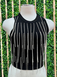 Dangling Rhinstone Crop Top