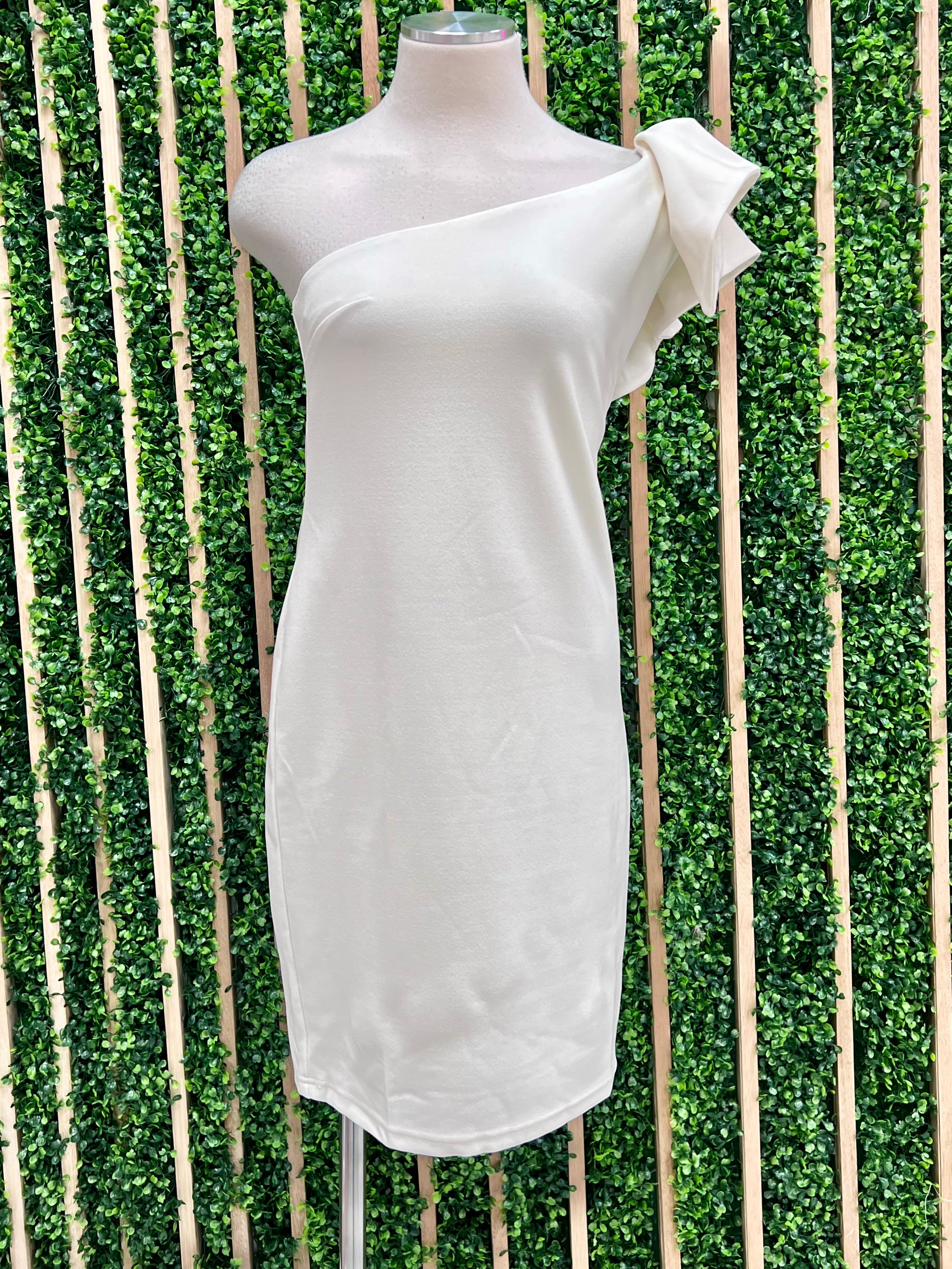 Delicate Ruffle Detail One Shoulder Fitted Dress – Ah Là Laà Lifestyle  Boutique