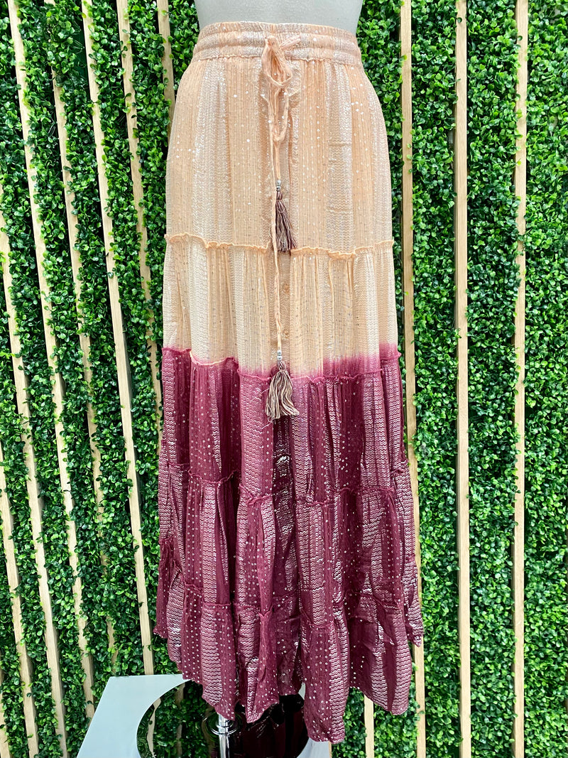 Ombre Sequin Detail Maxi Skirt