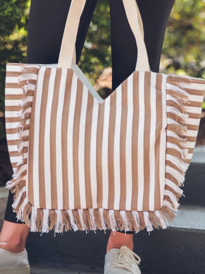 Natural Striped Tote Bag