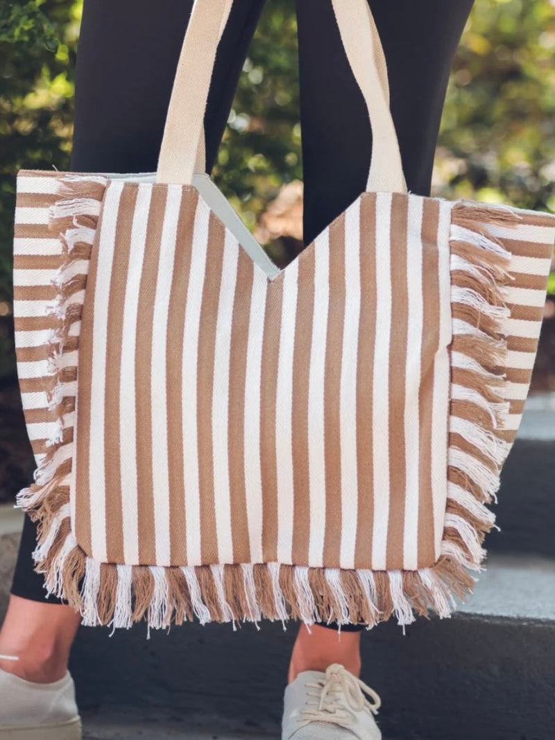 Natural Striped Tote Bag