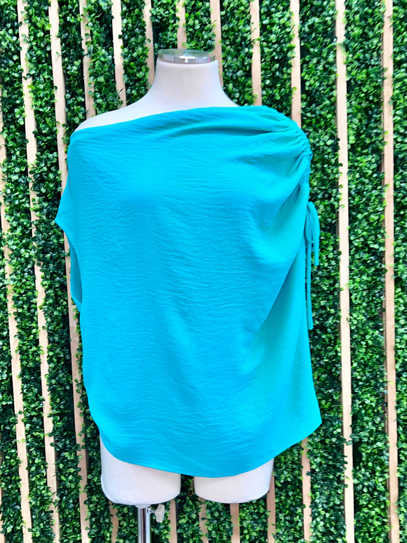 Crepe Asymmetrical Off Shoulder Top