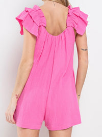 Gauze Solid Ruffle Romper