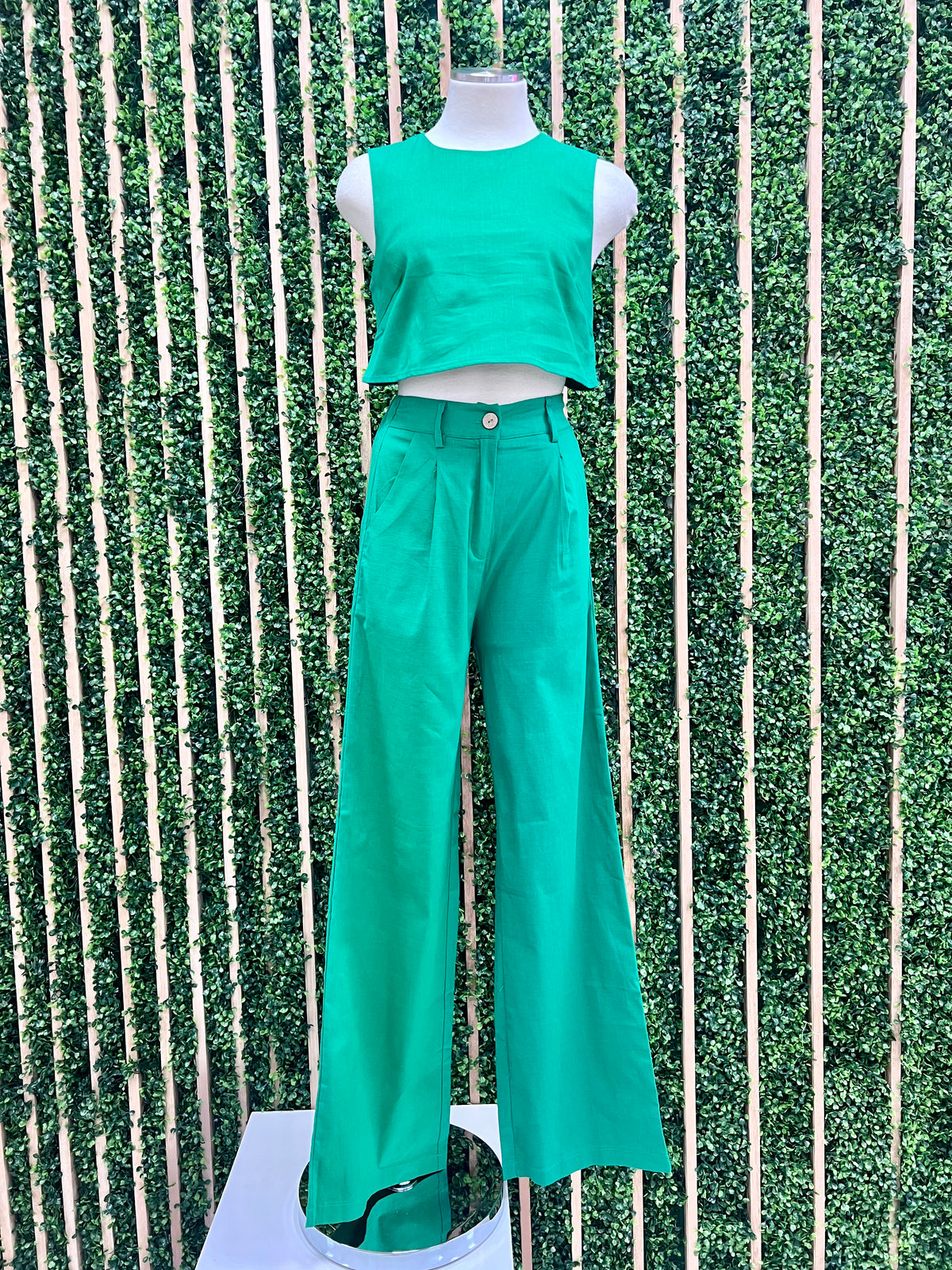 Green Linen Pant Set