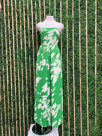 Green Floral Strapless Jumpsuit