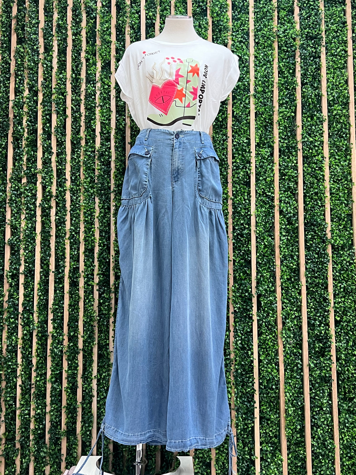 High Waist Convertible Denim Jogger
