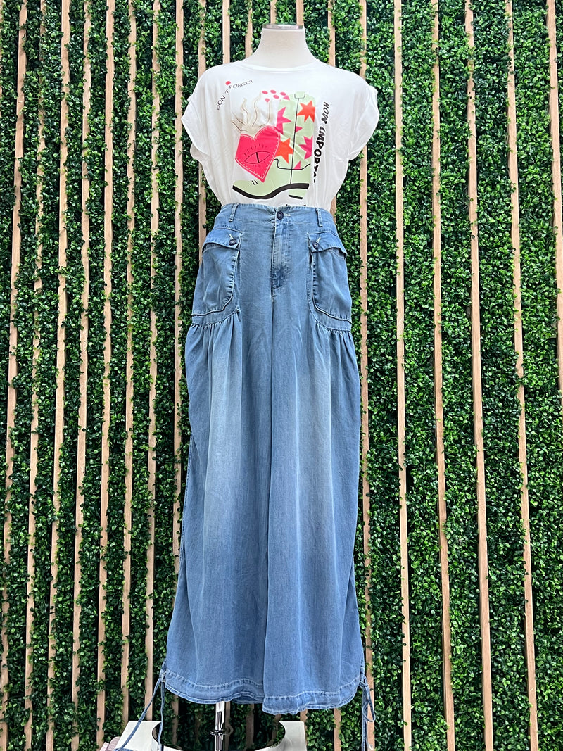 High Waist Convertible Denim Jogger