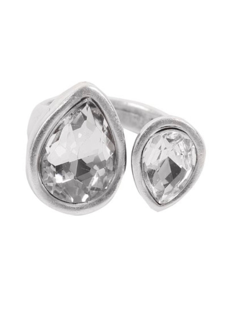 Delicate Boho Drop Crystal Open Ring