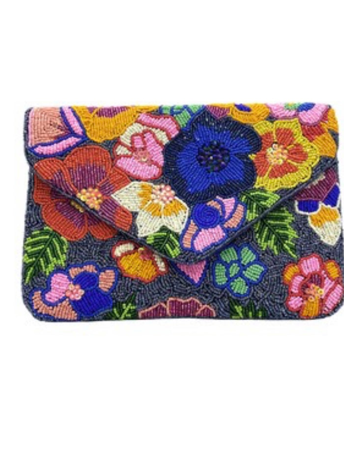 Multi Floral Beaded Clutch