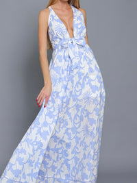 Beatiful Blue White Tiered Maxi