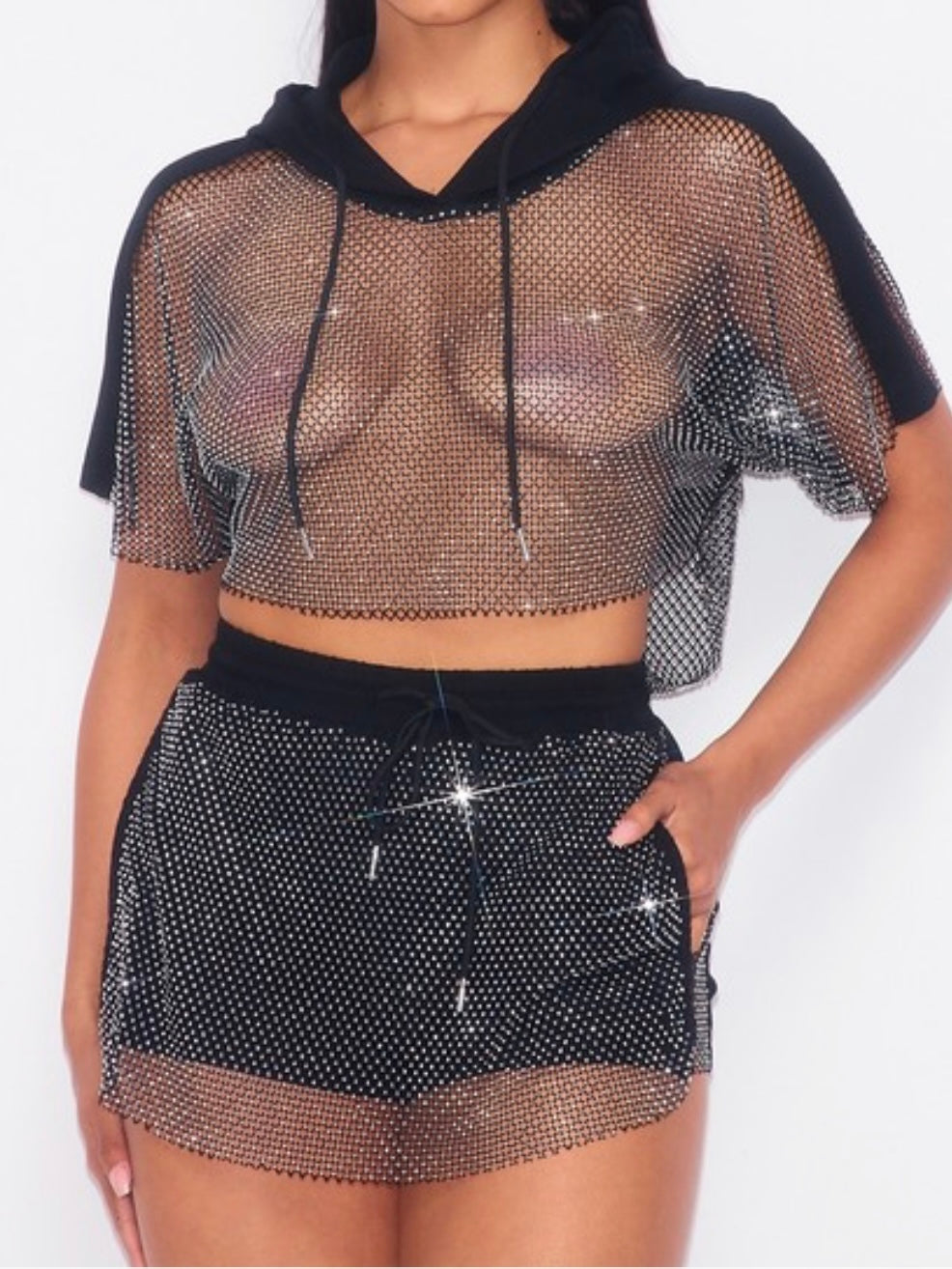 Rhinestone Detail Skort Set