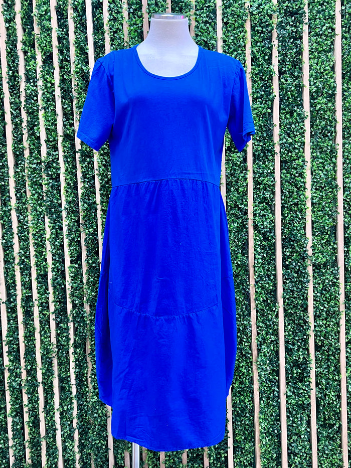 Short Sleeve Tiered Midi Dress