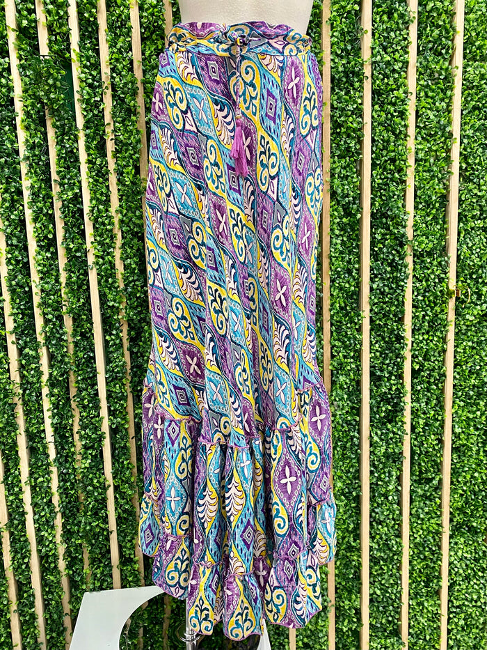 Purple Print Maxi Skirt