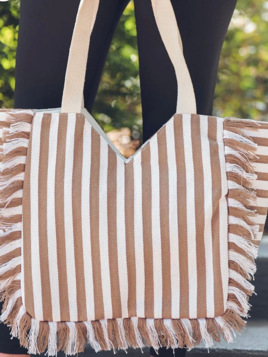 Natural Striped Tote Bag