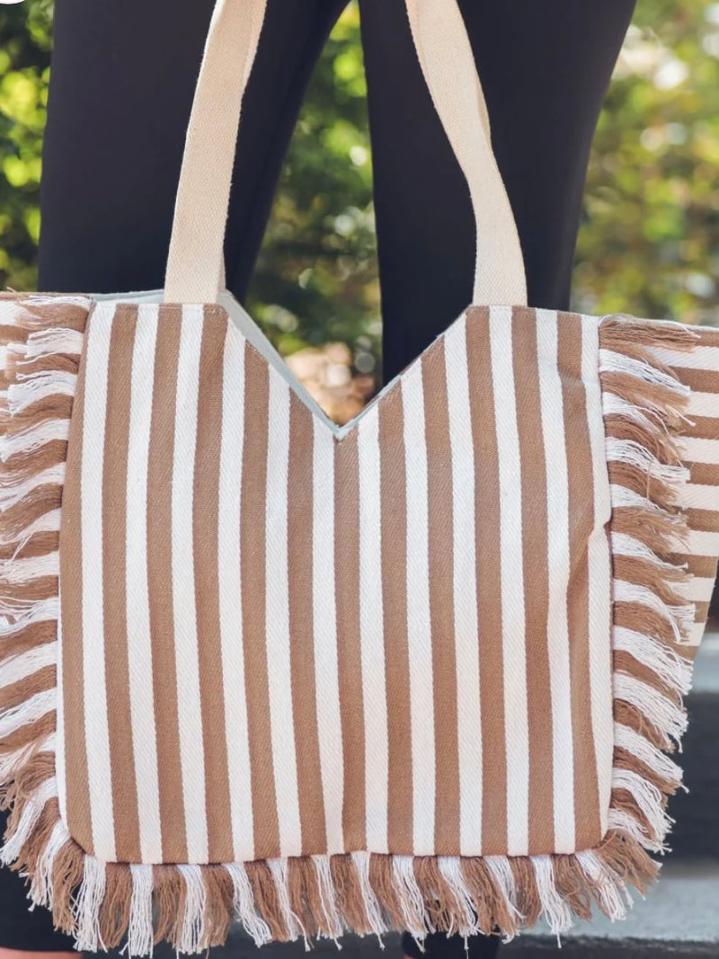 Natural Striped Tote Bag