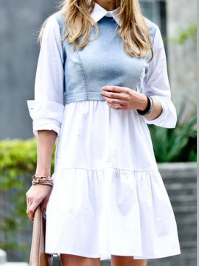 Denim Vest Collared Dress