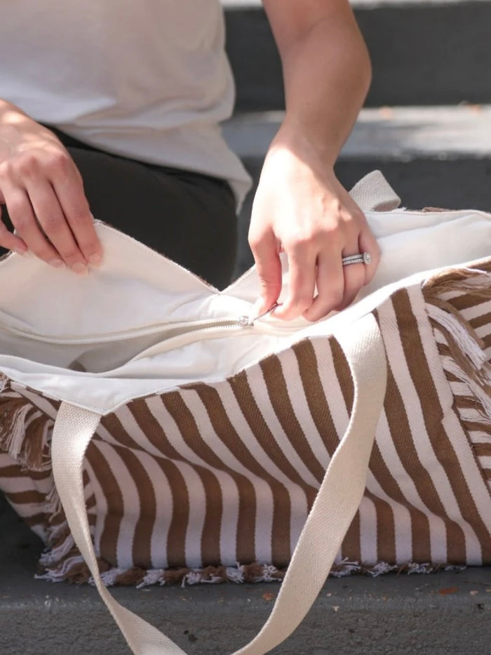 Natural Striped Tote Bag