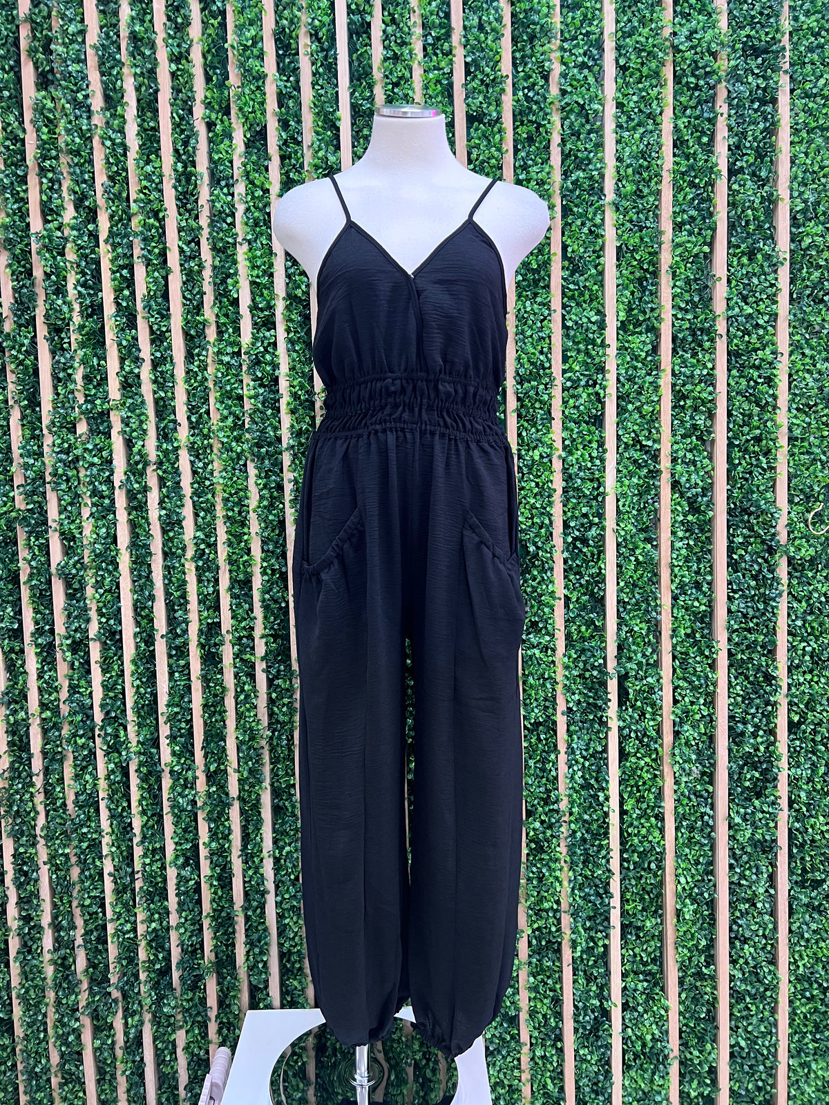 V Neck Cinched Waist Jumpsuit